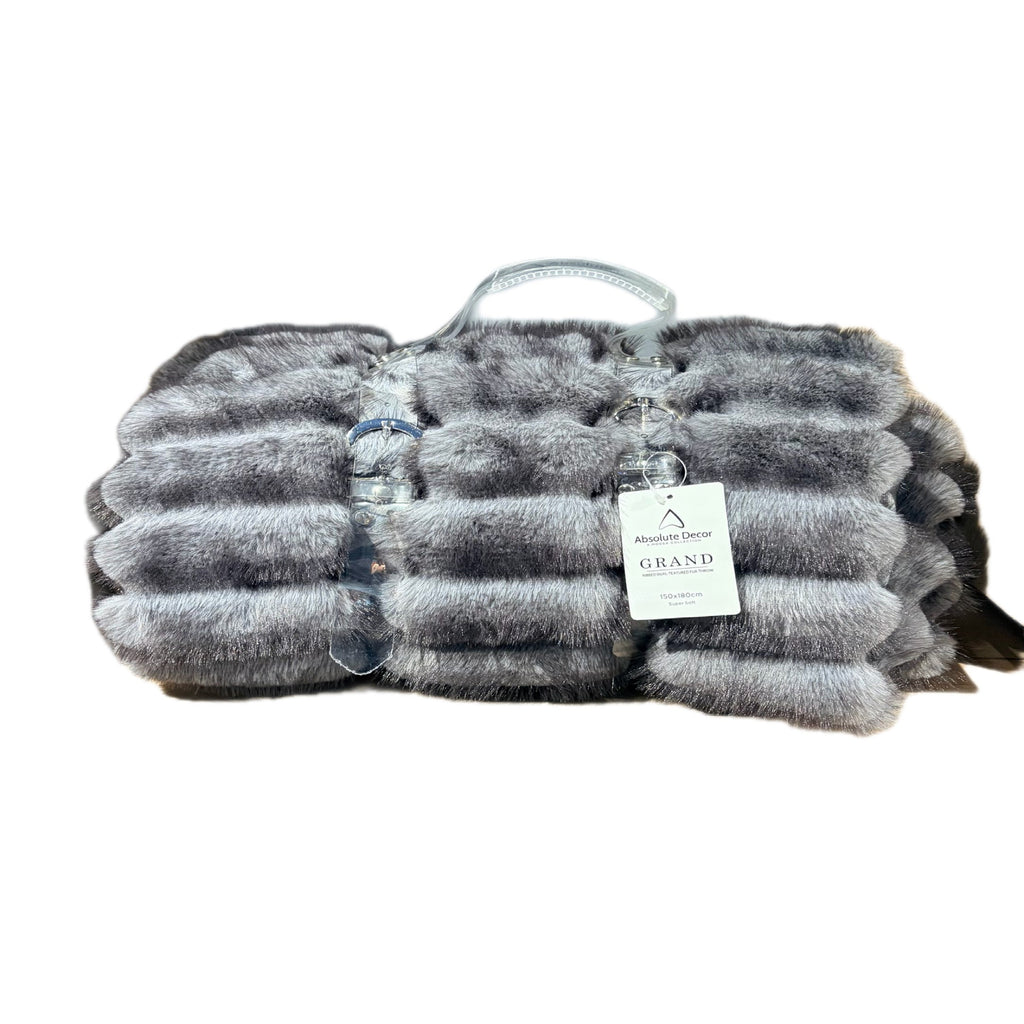 Absolute Decor Grand Ribbed Dual Throw – Grey