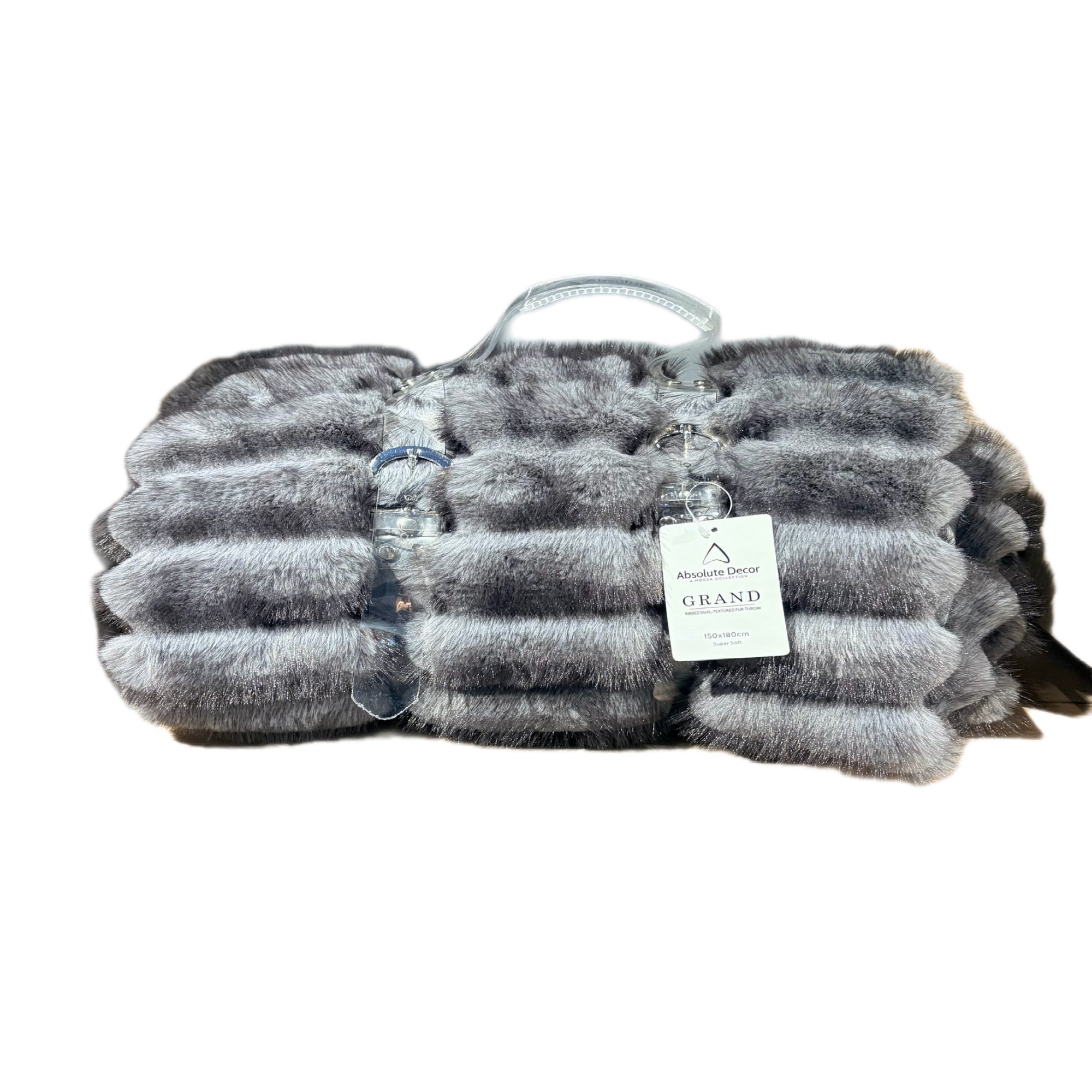 Absolute Decor Grand Ribbed Dual Throw – Grey