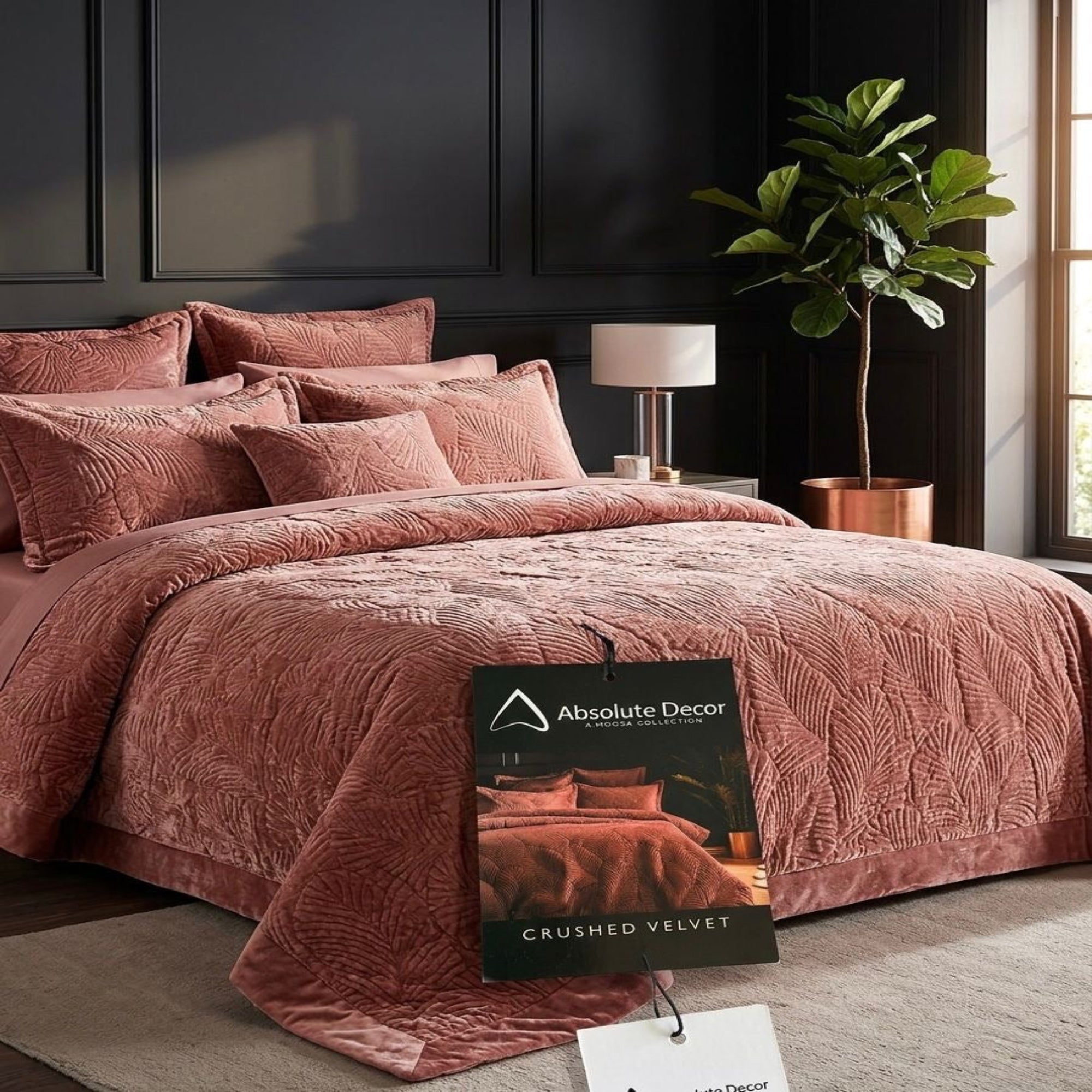 Absolute Decor Crushed Velvet 5pc Bedspread set