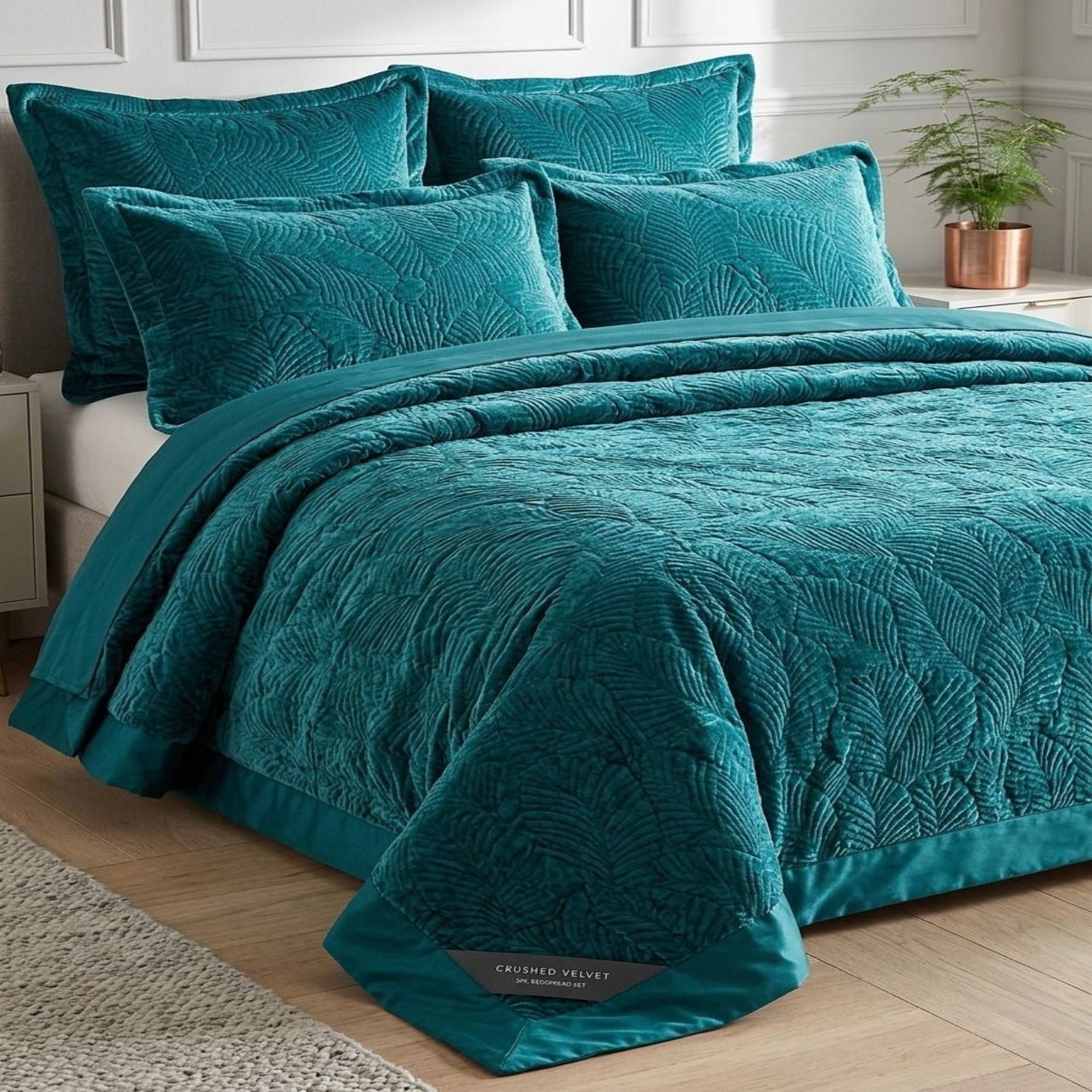 Absolute Decor Crushed Velvet 5pc Bedspread set