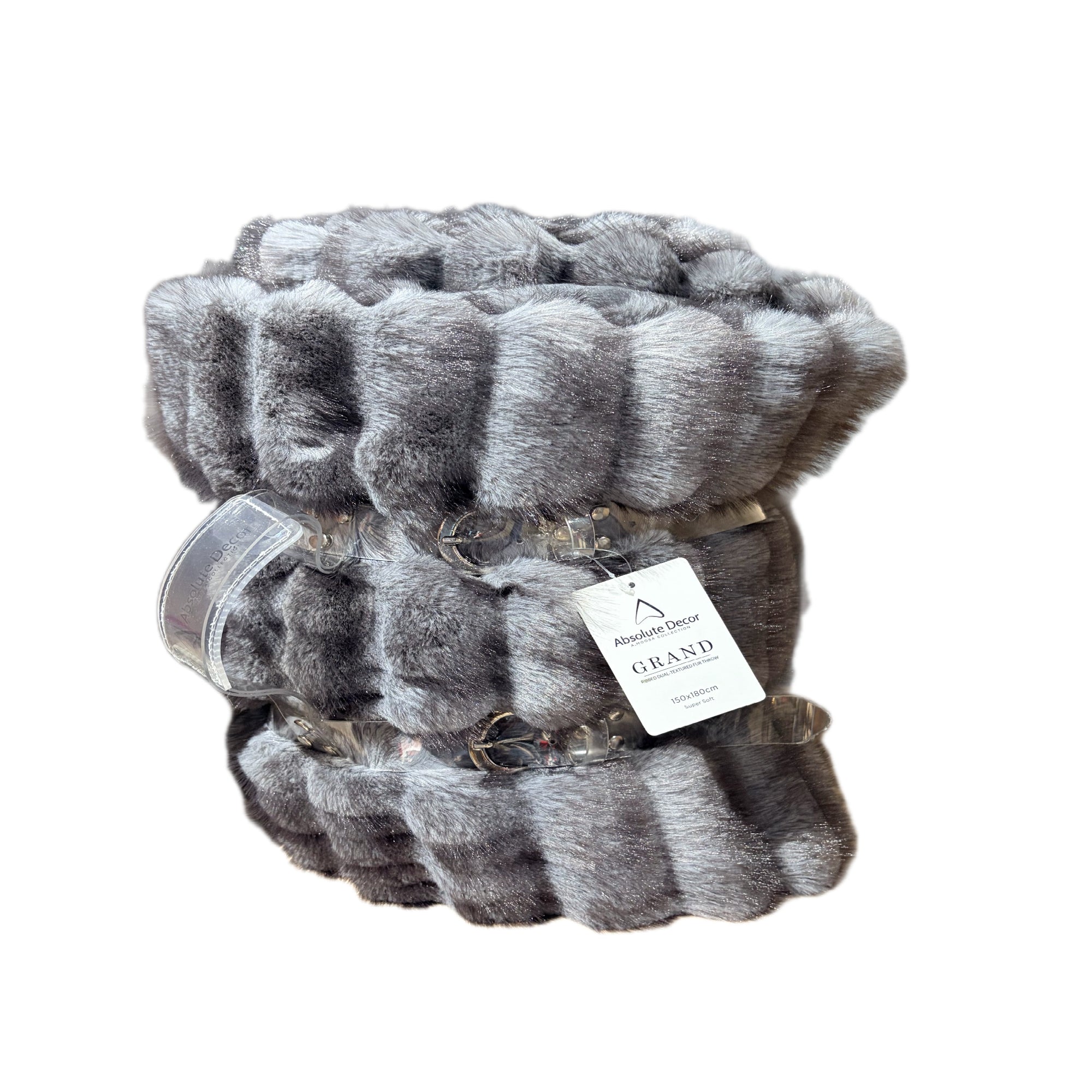 Absolute Decor Grand Ribbed Dual Throw – Grey
