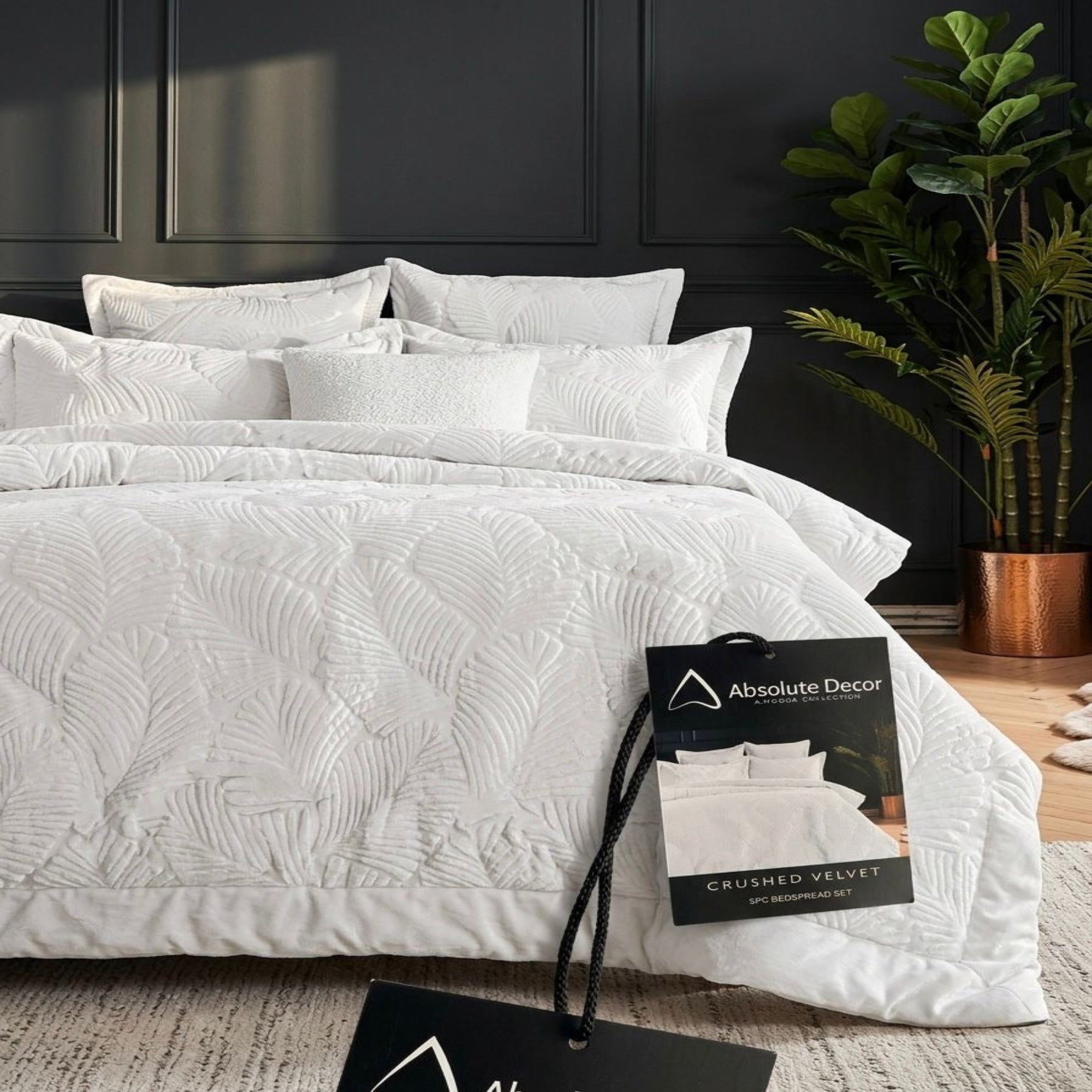 Absolute Decor Crushed Velvet 5pc Bedspread set