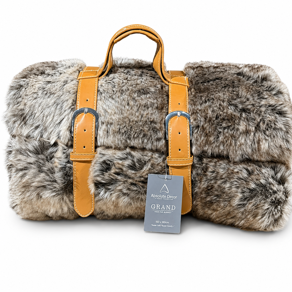 Absolute Decor Grand Faux Fur Blanket - Brown