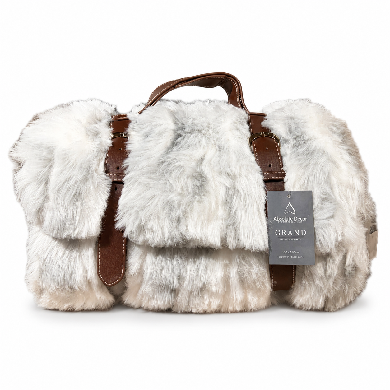 Absolute Decor Grand Faux Fur Blanket - Grey
