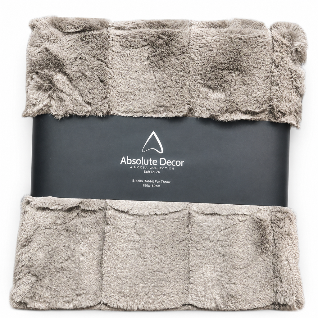 Absolute Decor Blocks Rabbit Fur Throw – 150 x 180cm