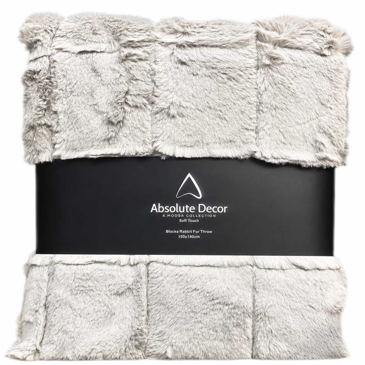Absolute Decor Blocks Rabbit Fur Throw – 150 x 180cm