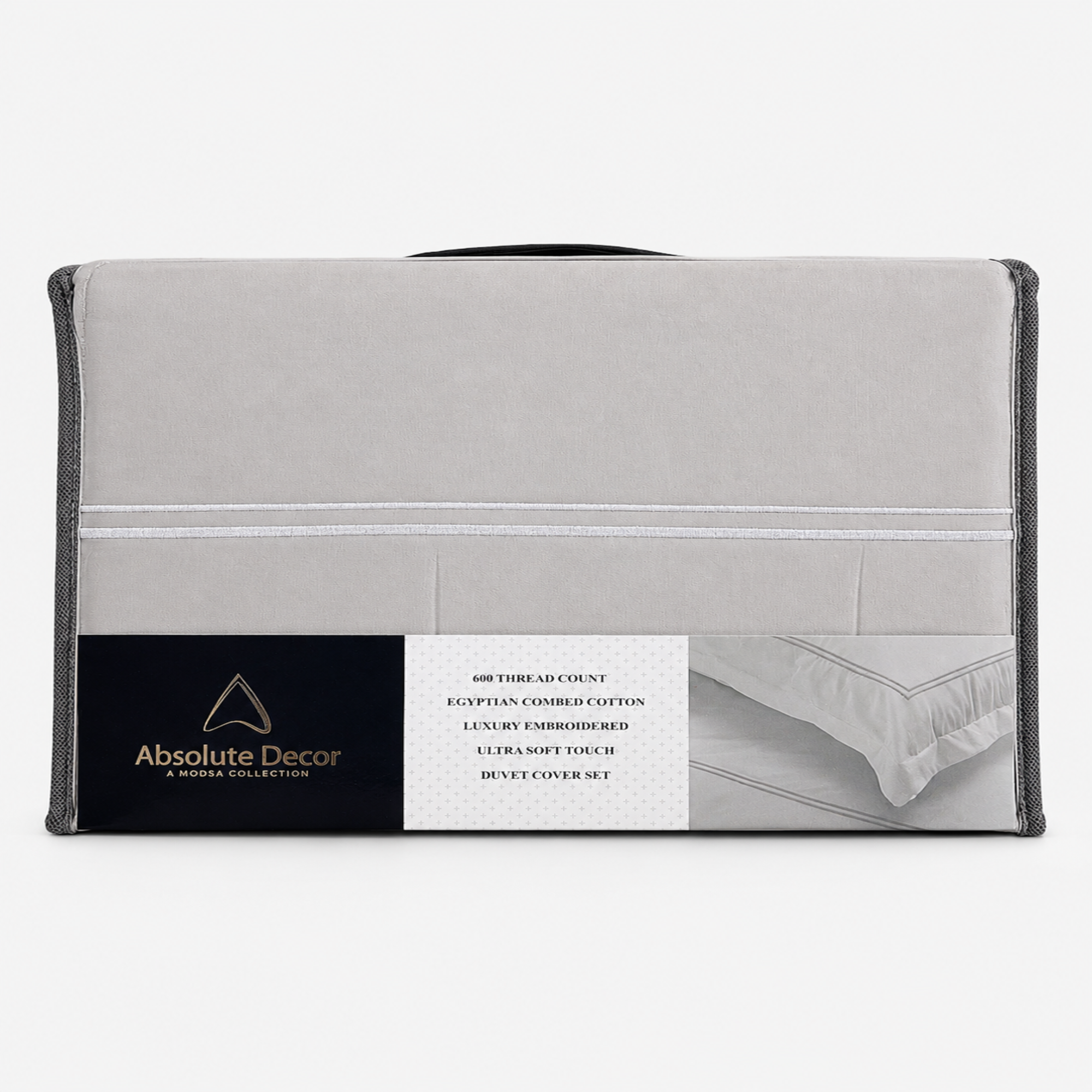 Absolute Decor 600 Thread Count Egyptian Combed Cotton Luxury Embroidered Duvet Cover Set