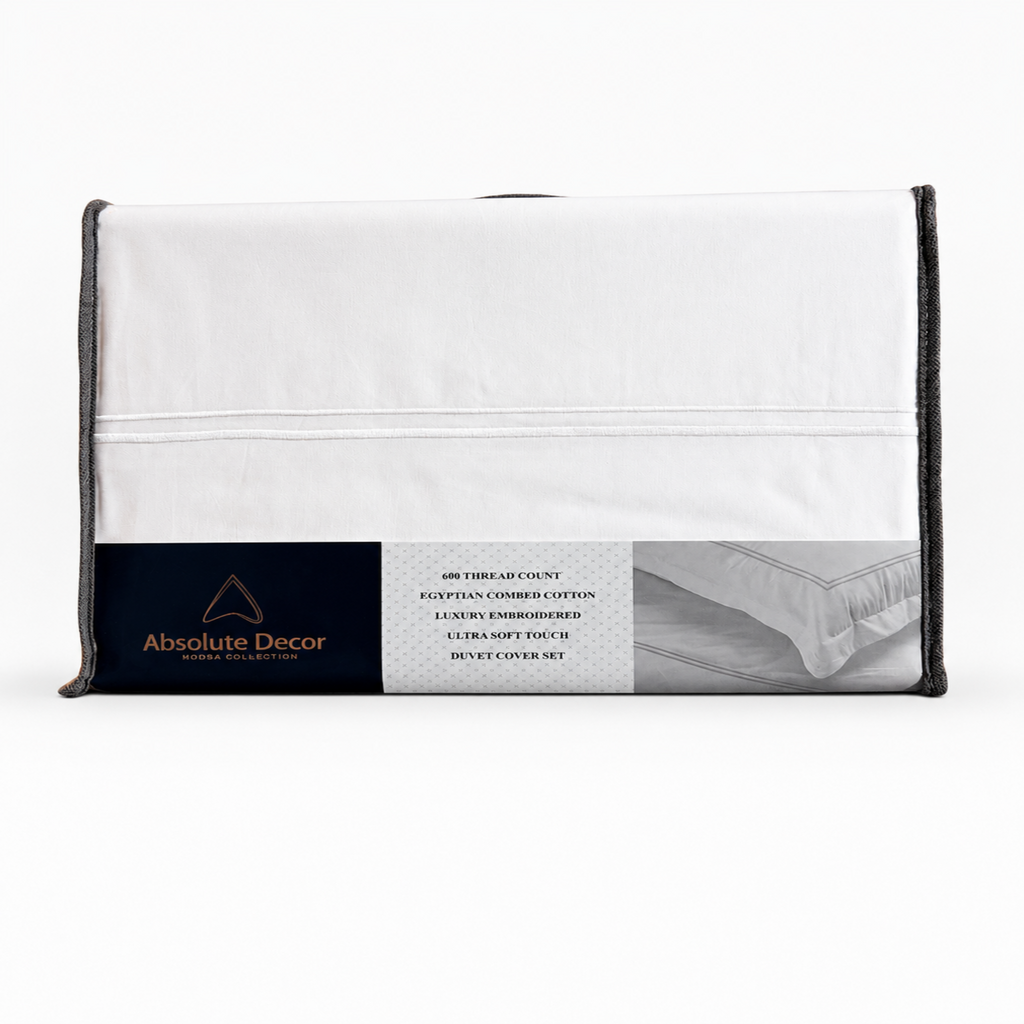 Absolute Decor 600 Thread Count Egyptian Combed Cotton Luxury Embroidered Duvet Cover Set