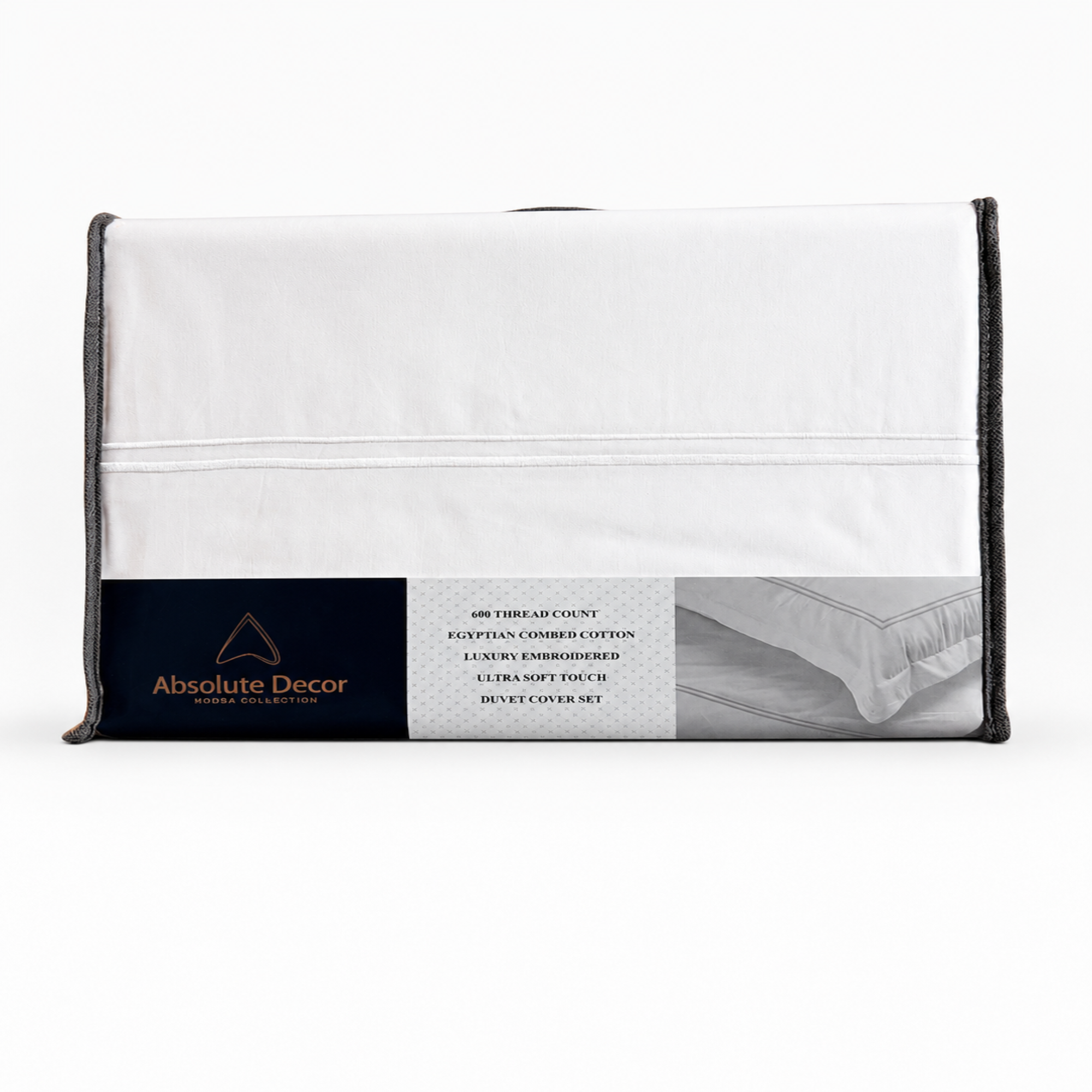 Absolute Decor 600 Thread Count Egyptian Combed Cotton Luxury Embroidered Duvet Cover Set