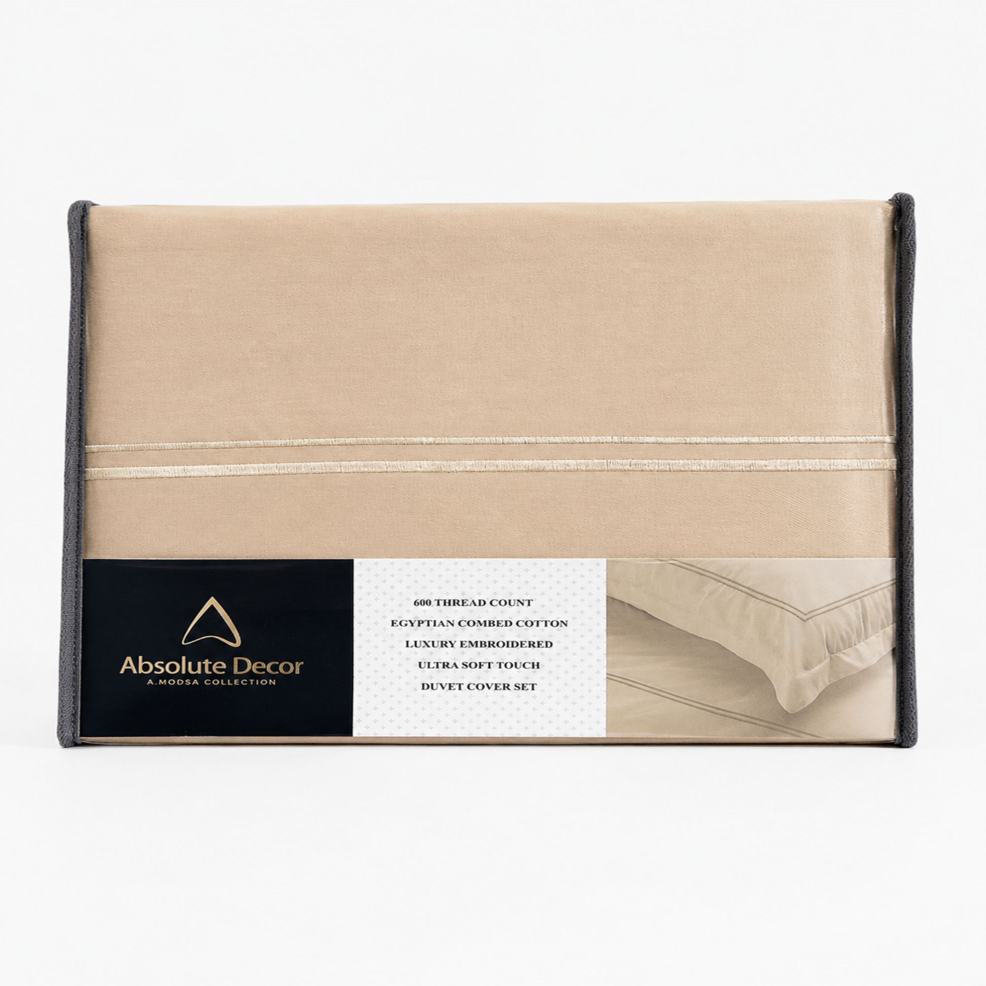 Absolute Decor 600 Thread Count Egyptian Combed Cotton Luxury Embroidered Duvet Cover Set