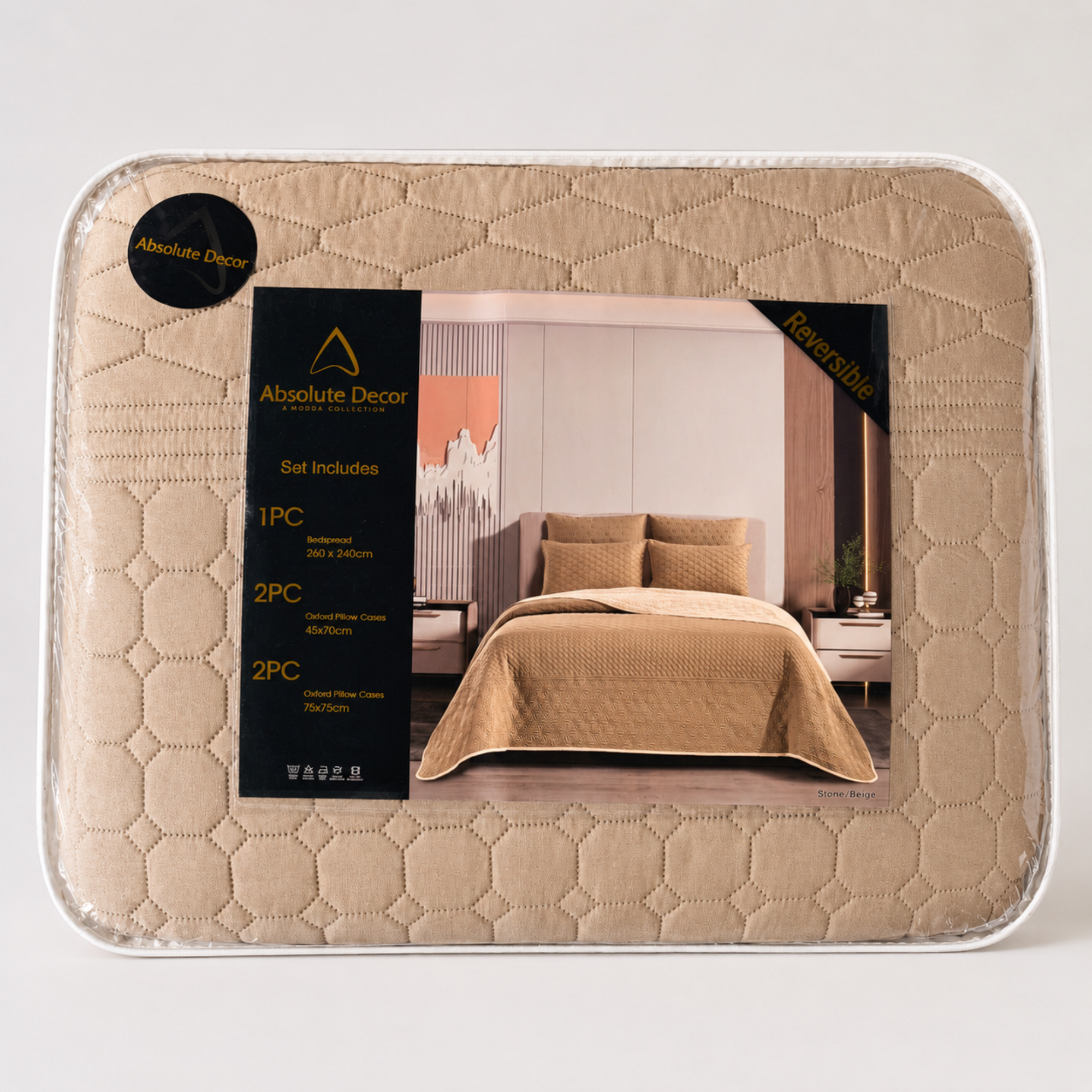 Absolute Decor Reversible Quilted Bedspread Set