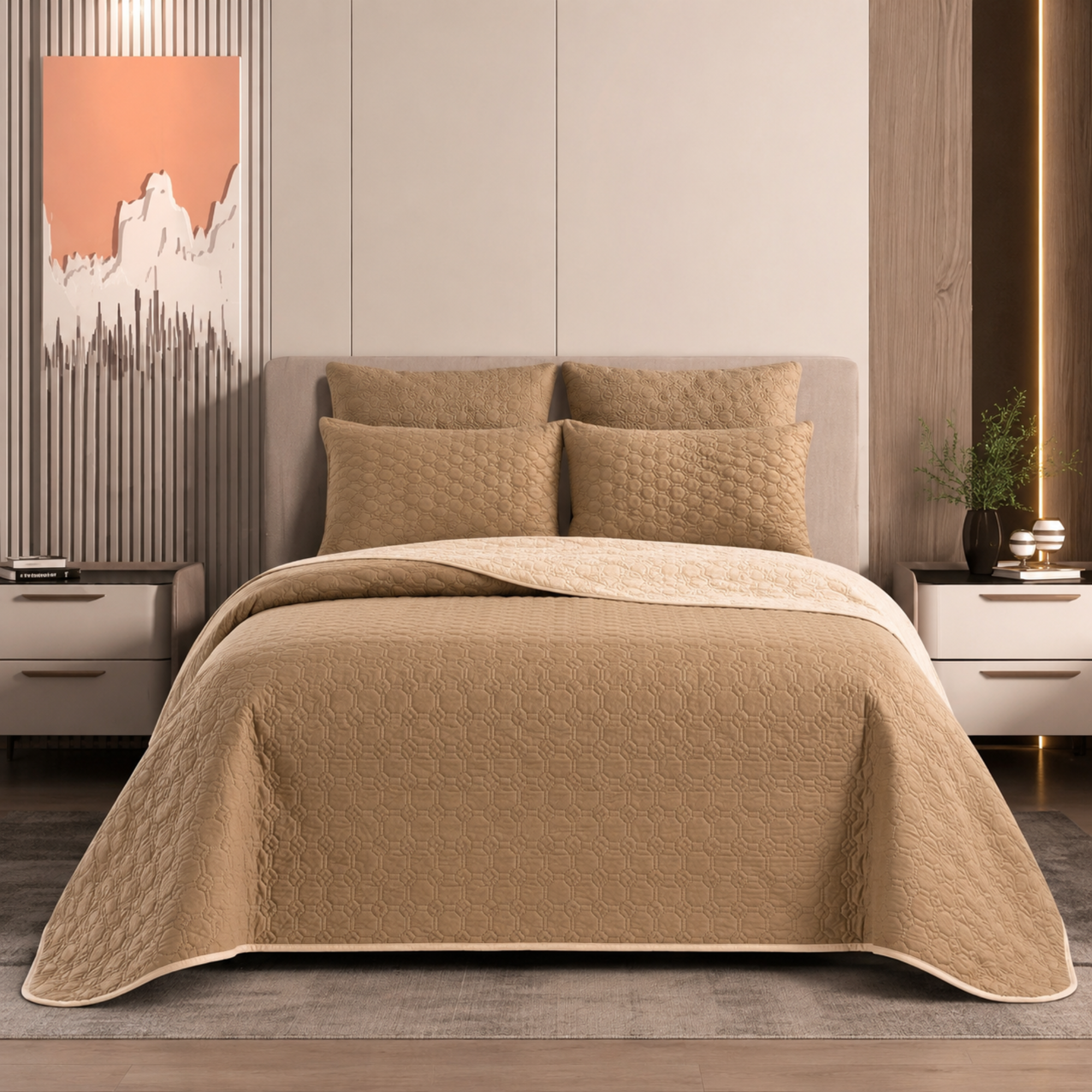 Absolute Decor Reversible Quilted Bedspread Set