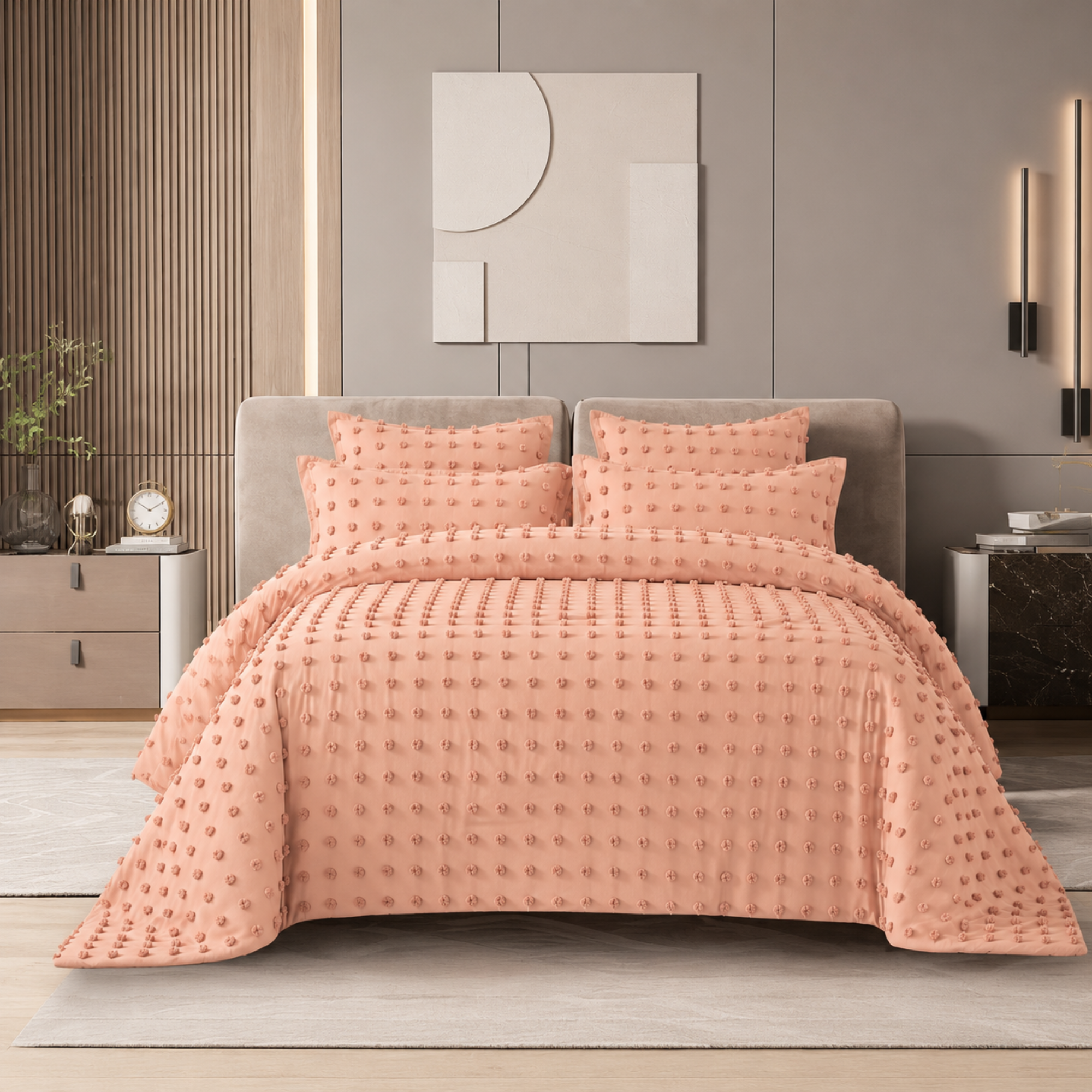 Absolute Decor Textured Pom Pom Bedspread Set
