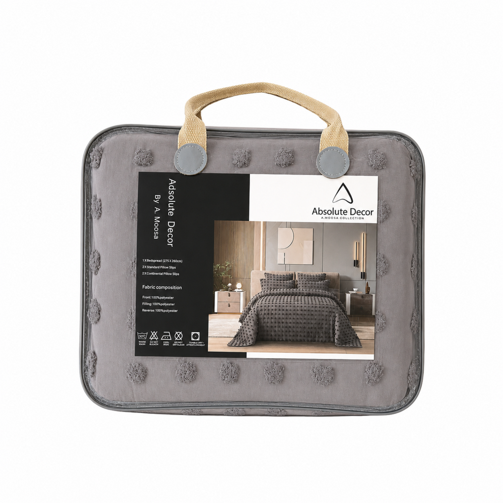Absolute Decor Textured Pom Pom Bedspread Set