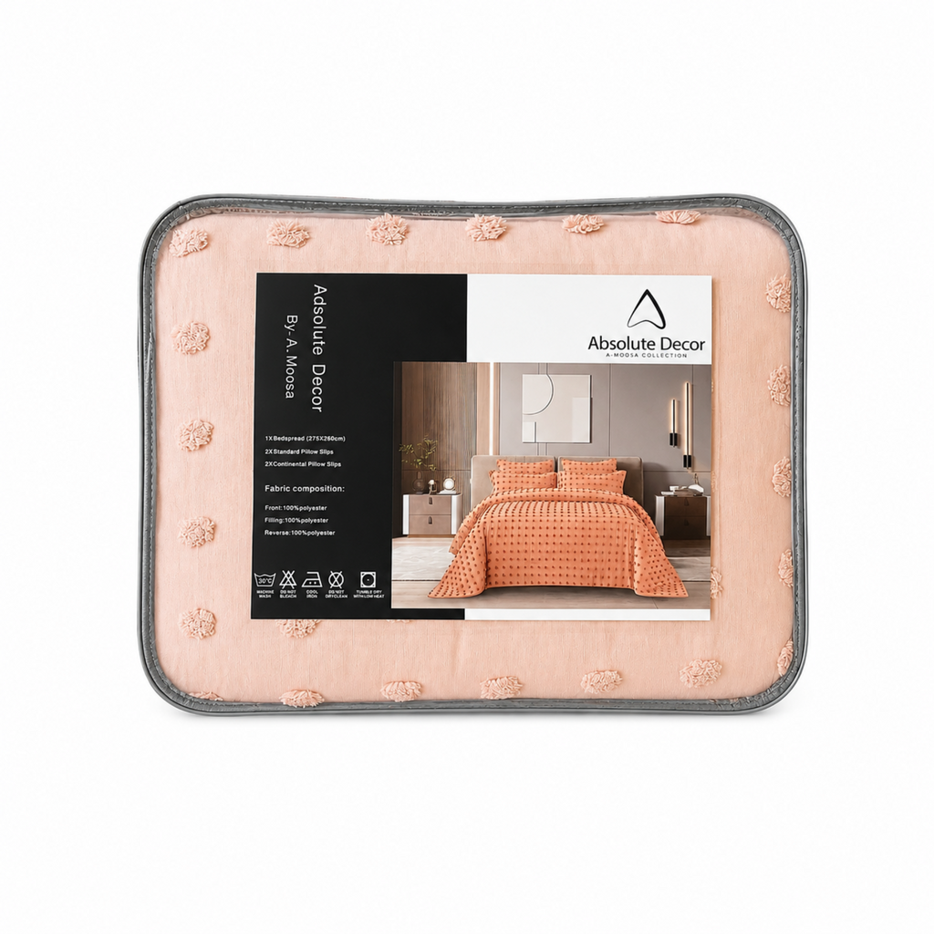 Absolute Decor Textured Pom Pom Bedspread Set