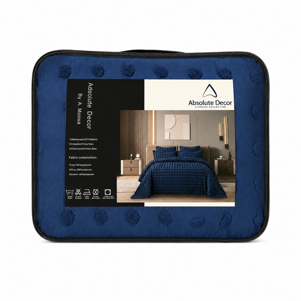 Absolute Decor Textured Pom Pom Bedspread Set