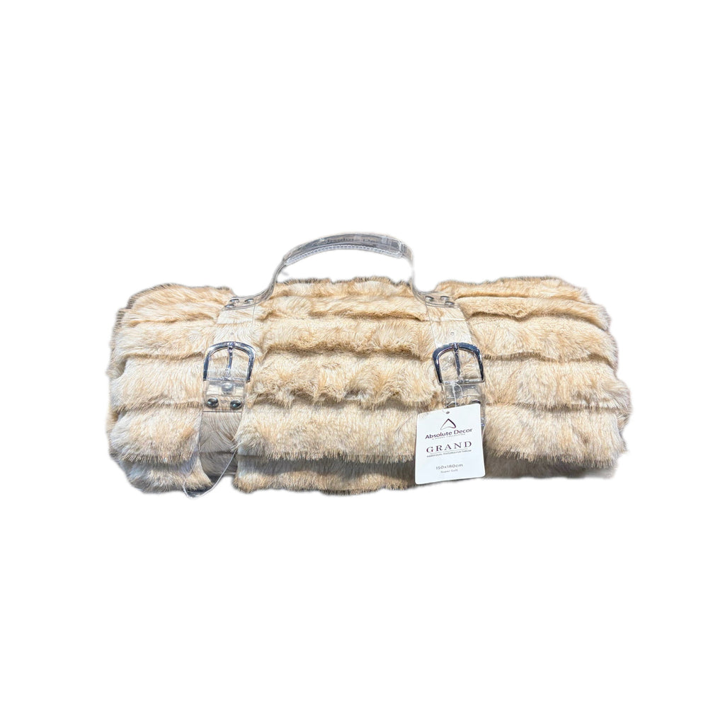 Absolute Decor Grand Ribbed Dual Throw - Champagne Beige