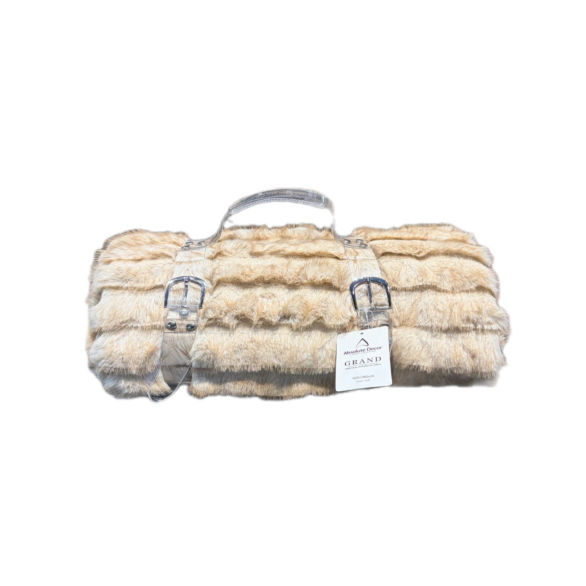 Absolute Decor Grand Ribbed Dual Throw - Champagne Beige