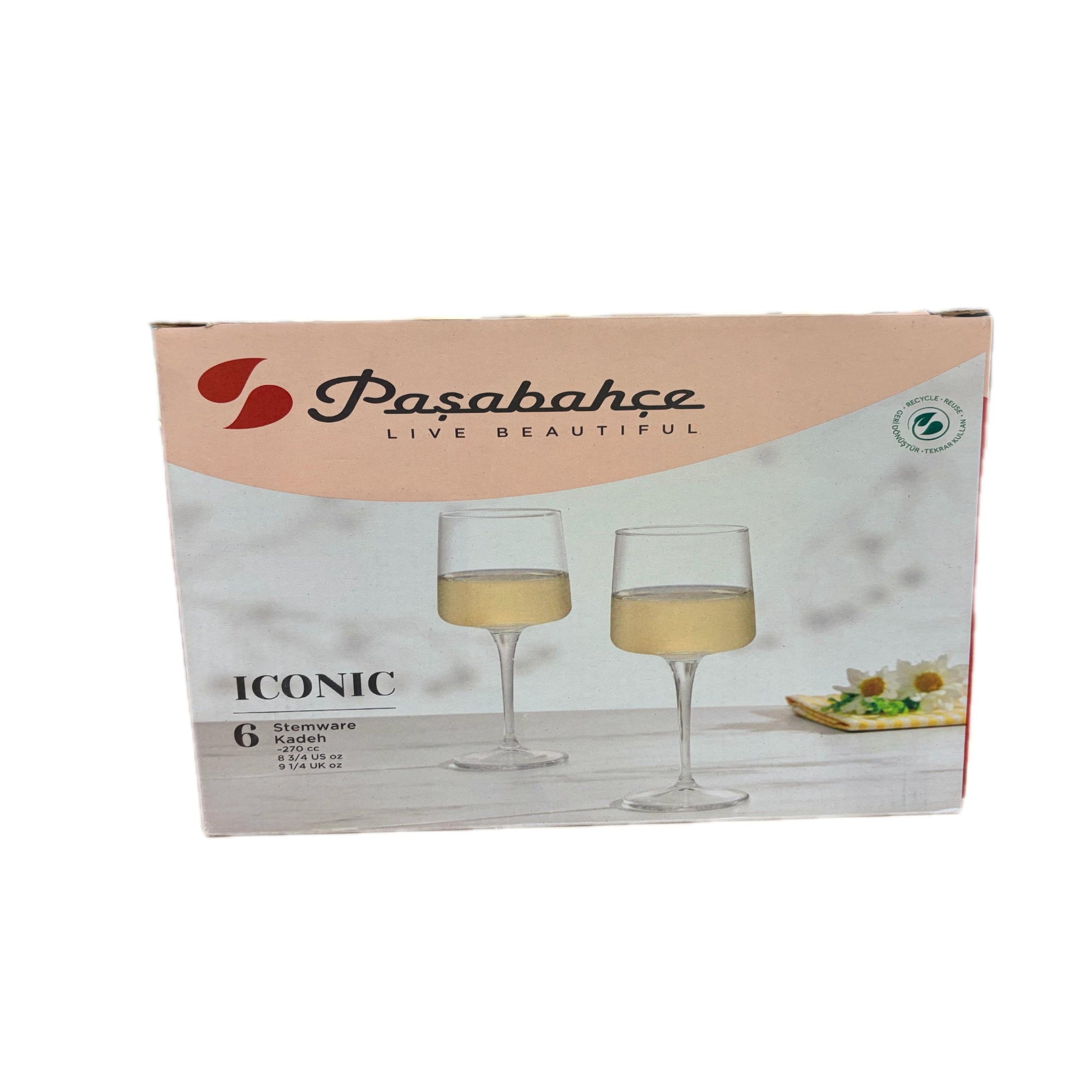 Pasabahce Iconic Wine Glass Set – 270ml (Set of 6)