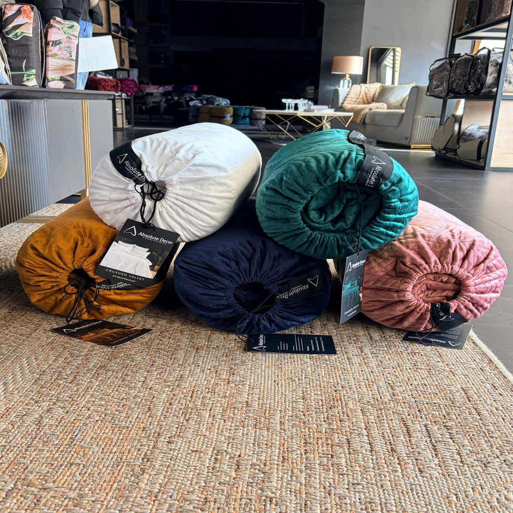 Absolute Decor Crushed Velvet 5pc Bedspread set