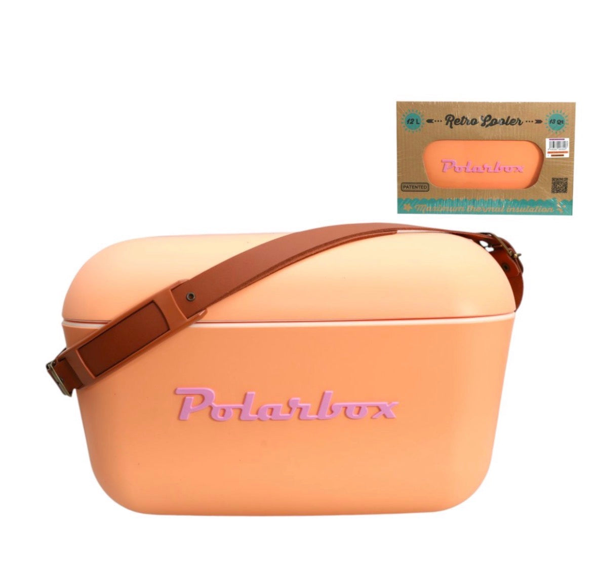 Polar Box Cooler with Leather Strap 12Lt - Orange