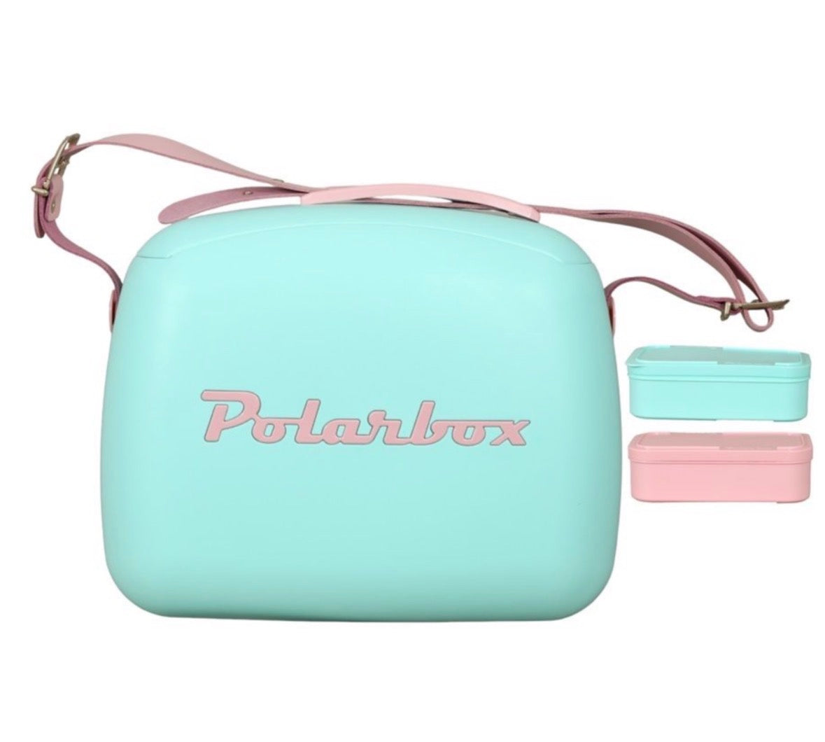 Polar Box Cooler with Leather Strap 6Lt Including 2 Lunch Boxes - Green
