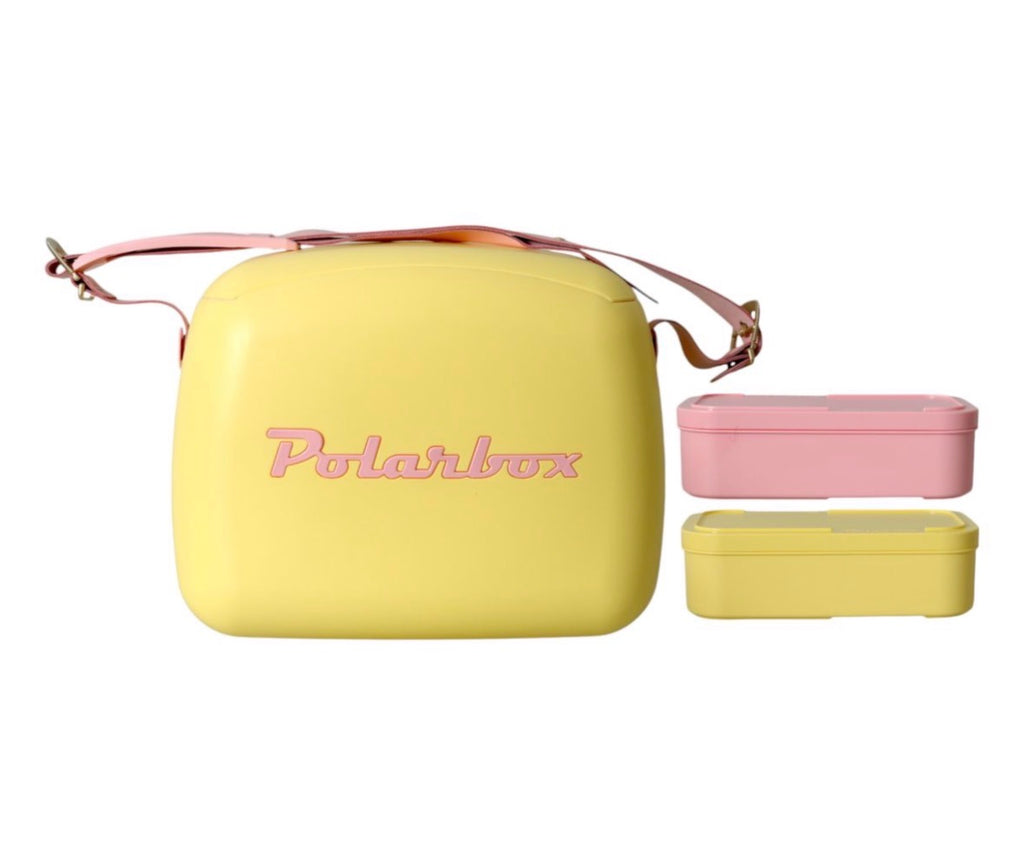 Polar Box Cooler with Leather Strap 6Lt Including 2 Lunch Boxes - Yellow