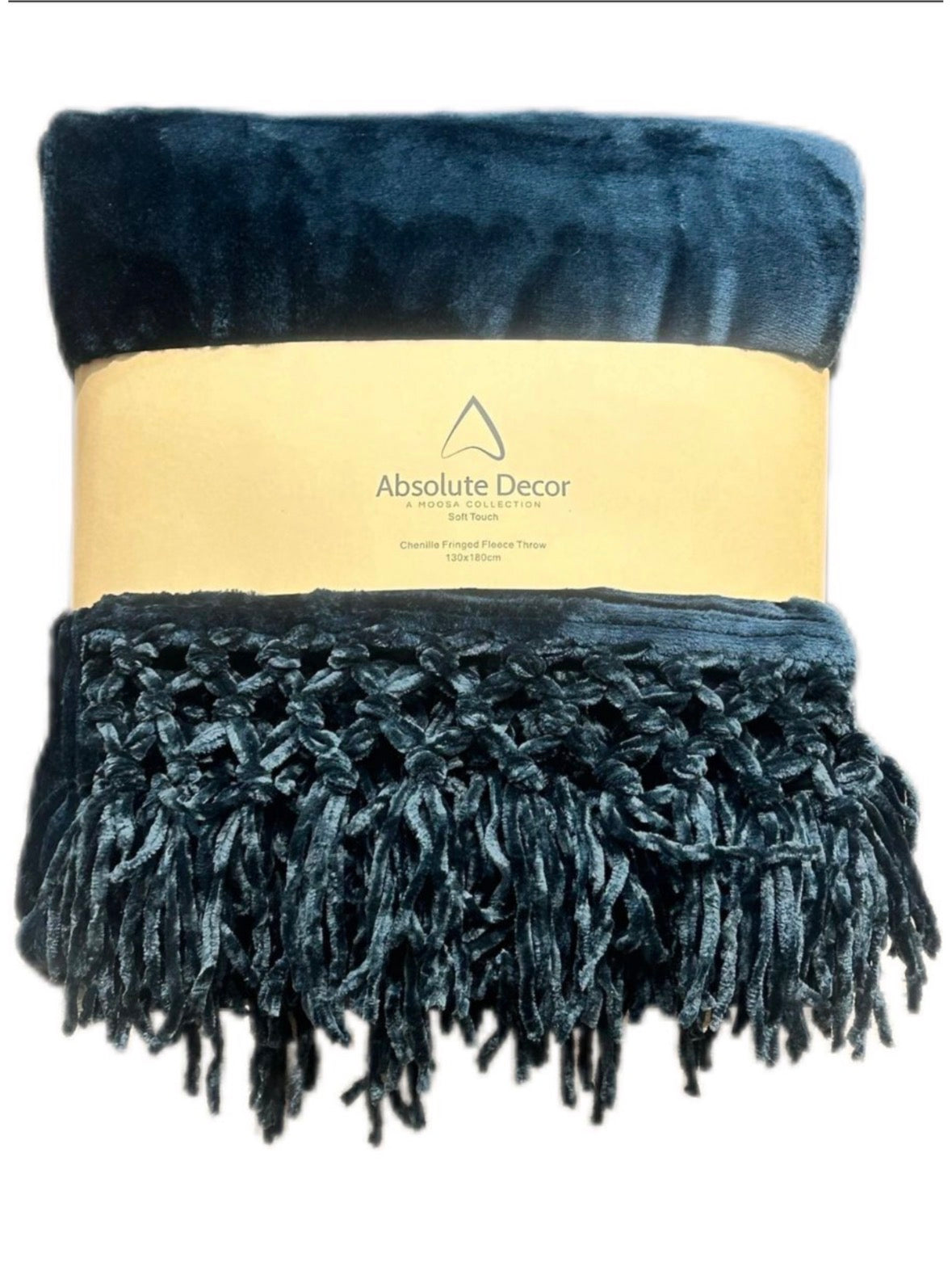 Absolute Decor Chenille Fringe Soft Touch 130X180 Throw - Black