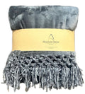 Absolute Decor Chenille Fringe Soft Touch 130X180 Throw - CHARCOAL