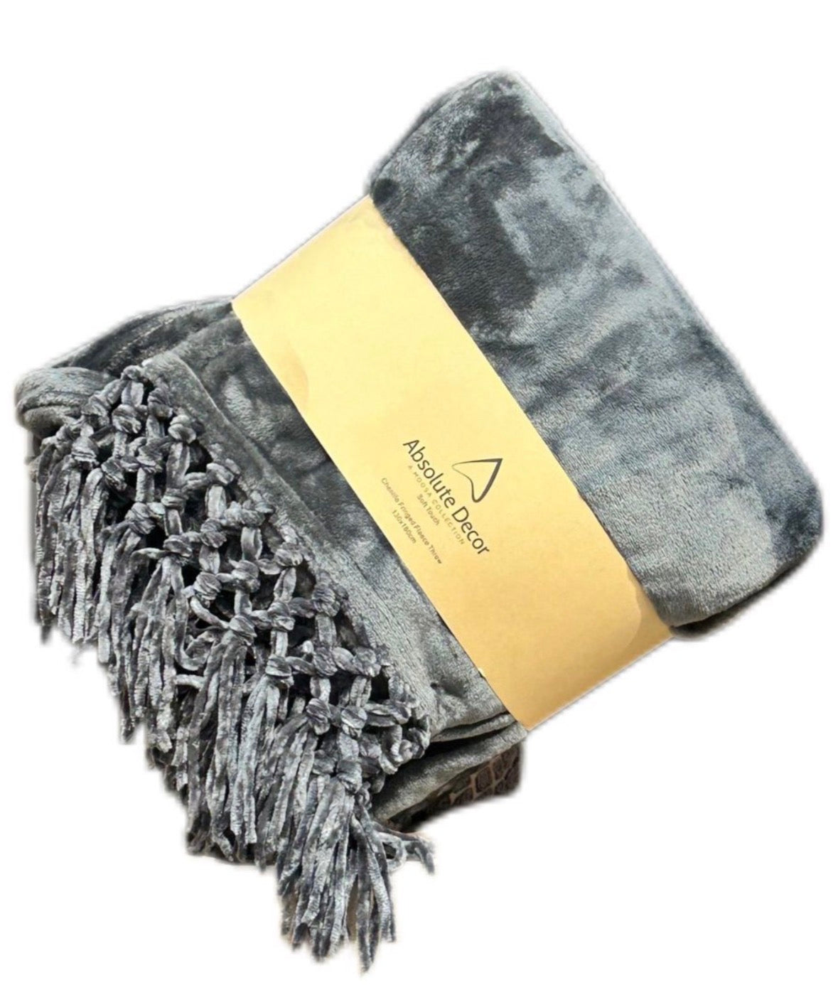 Absolute Decor Chenille Fringe Soft Touch 130X180 Throw - CHARCOAL