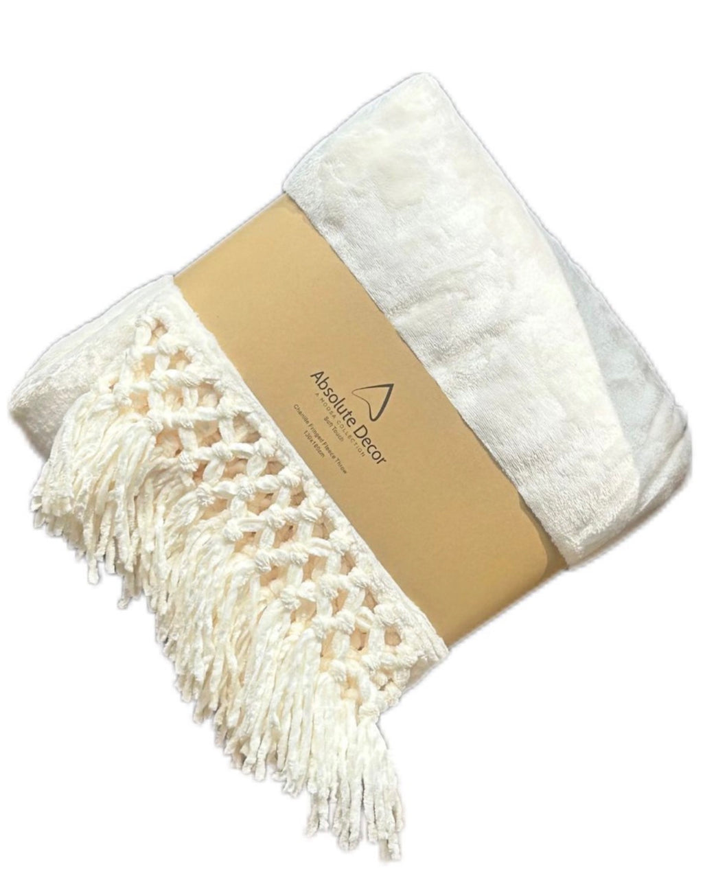 Absolute Decor Chenille Fringe Soft Touch 130X180 Throw - CREAM