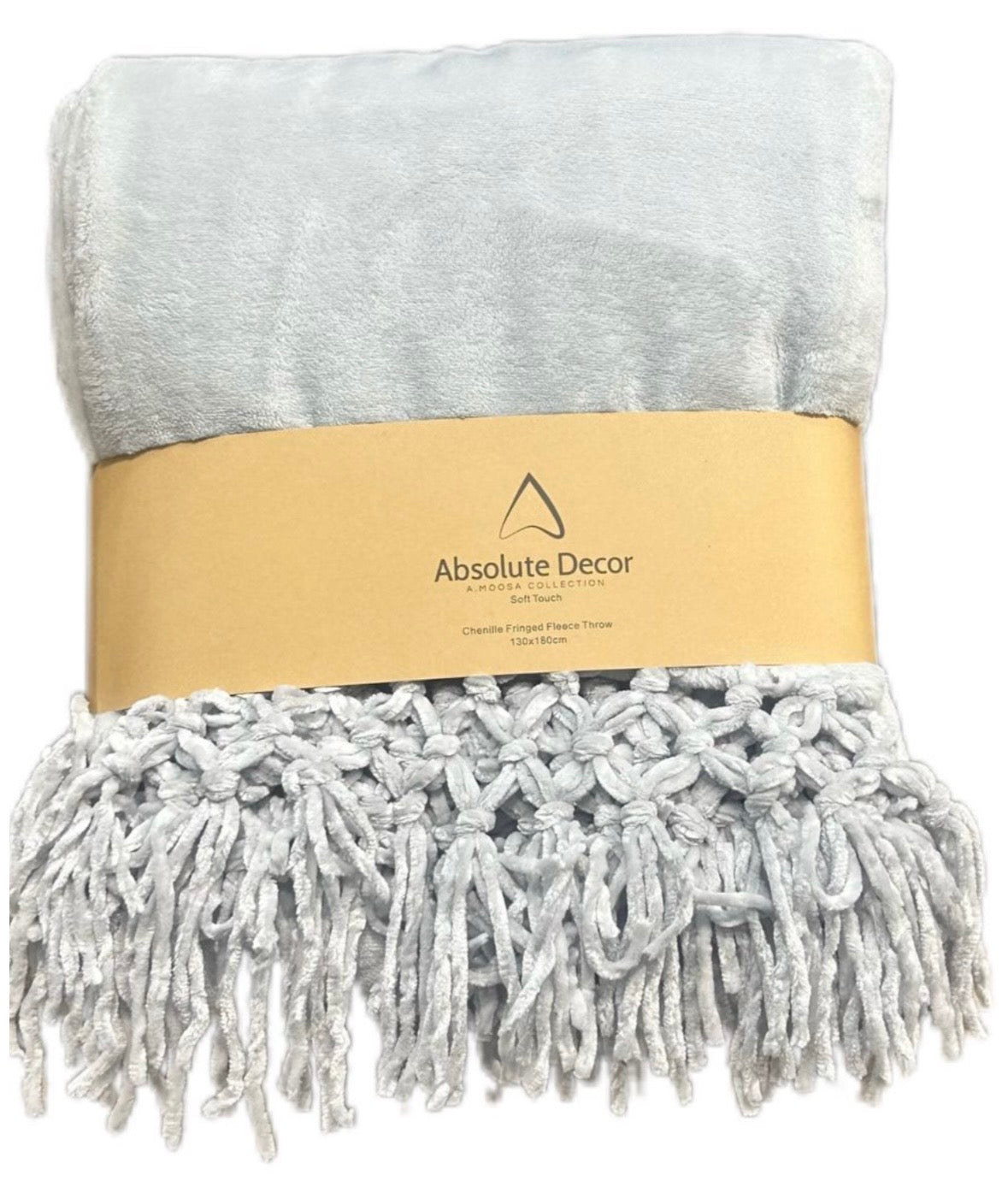 Absolute Decor Chenille Fringe Soft Touch 130X180 Throw - Grey