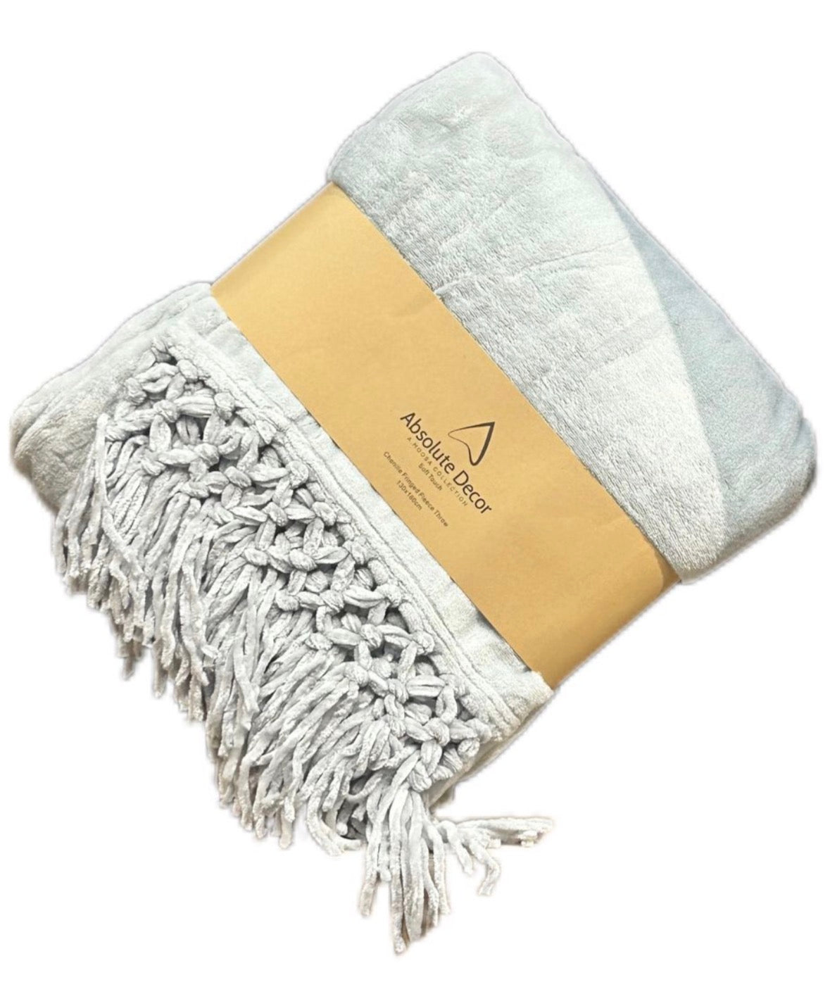 Absolute Decor Chenille Fringe Soft Touch 130X180 Throw - Grey