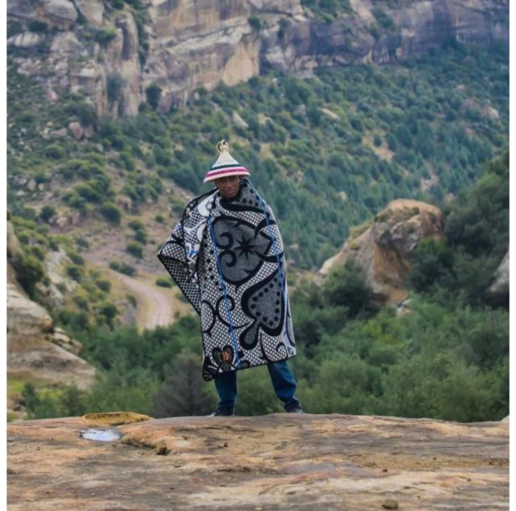 Seanamarena Black Natural Cobalt Basotho Blanket