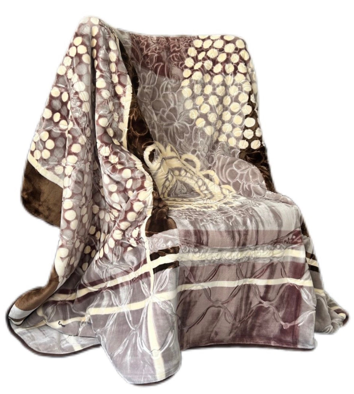 Cozy Cozy Embossed 2Ply Mink Queen Blanket - Brown