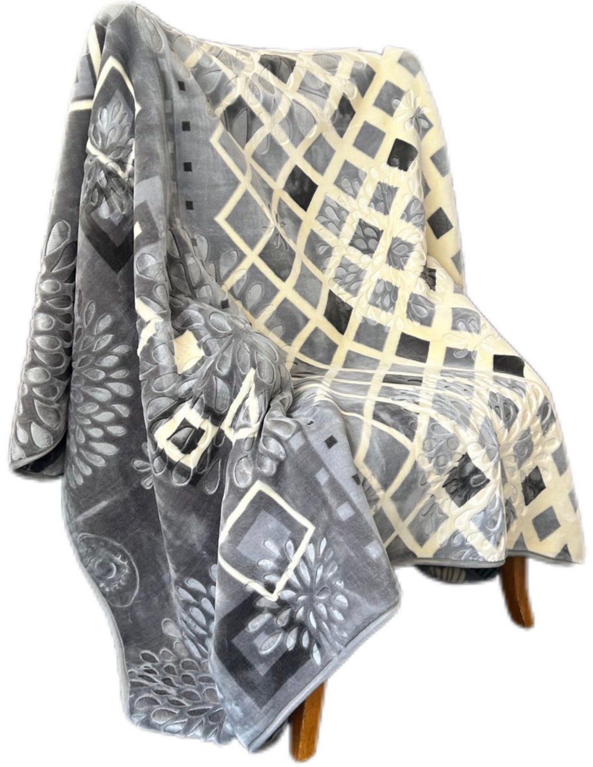 Cozy Cozy Embossed 2Ply Mink Queen Blanket - Charcoal