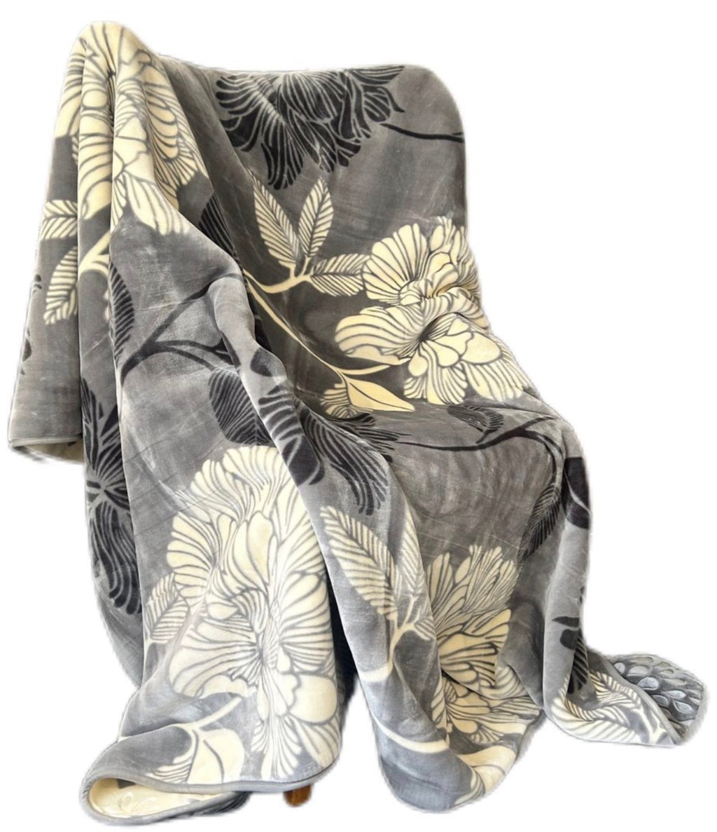 Cozy Cozy Embossed 2Ply Mink Queen Blanket - Charcoal