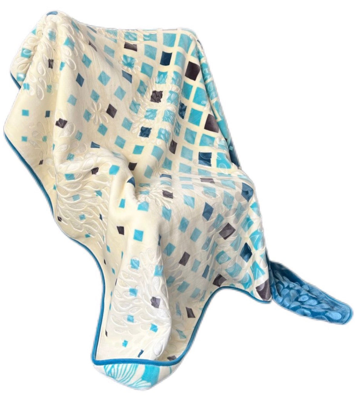 Cozy Cozy Embossed 2Ply Mink Queen Blanket - Turquoise