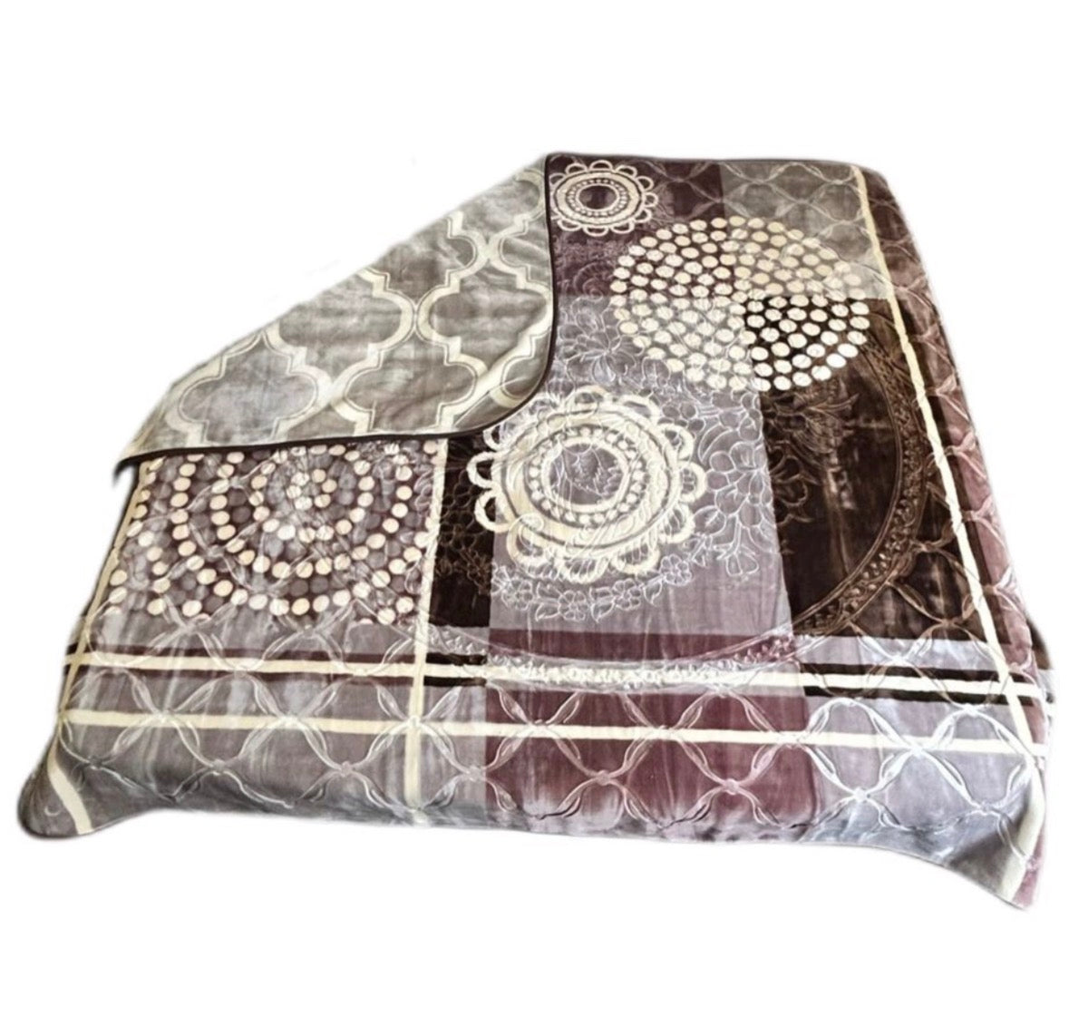 Cozy Cozy Embossed 2Ply Mink Queen Blanket - Brown