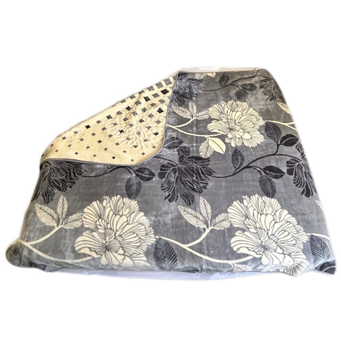 Cozy Cozy Embossed 2Ply Mink Queen Blanket - Charcoal