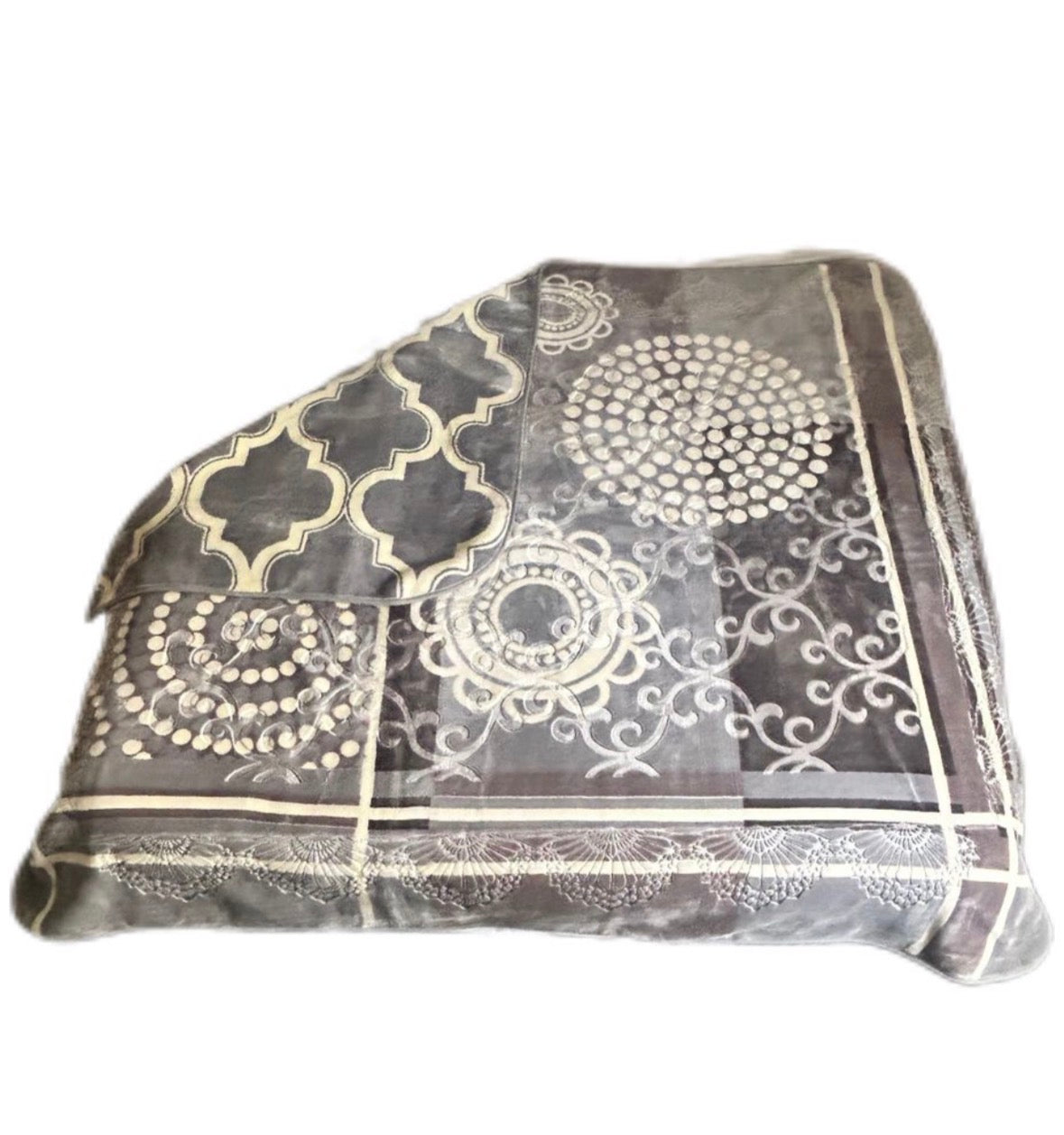 Cozy Cozy Embossed 2Ply Mink Queen Blanket - Grey