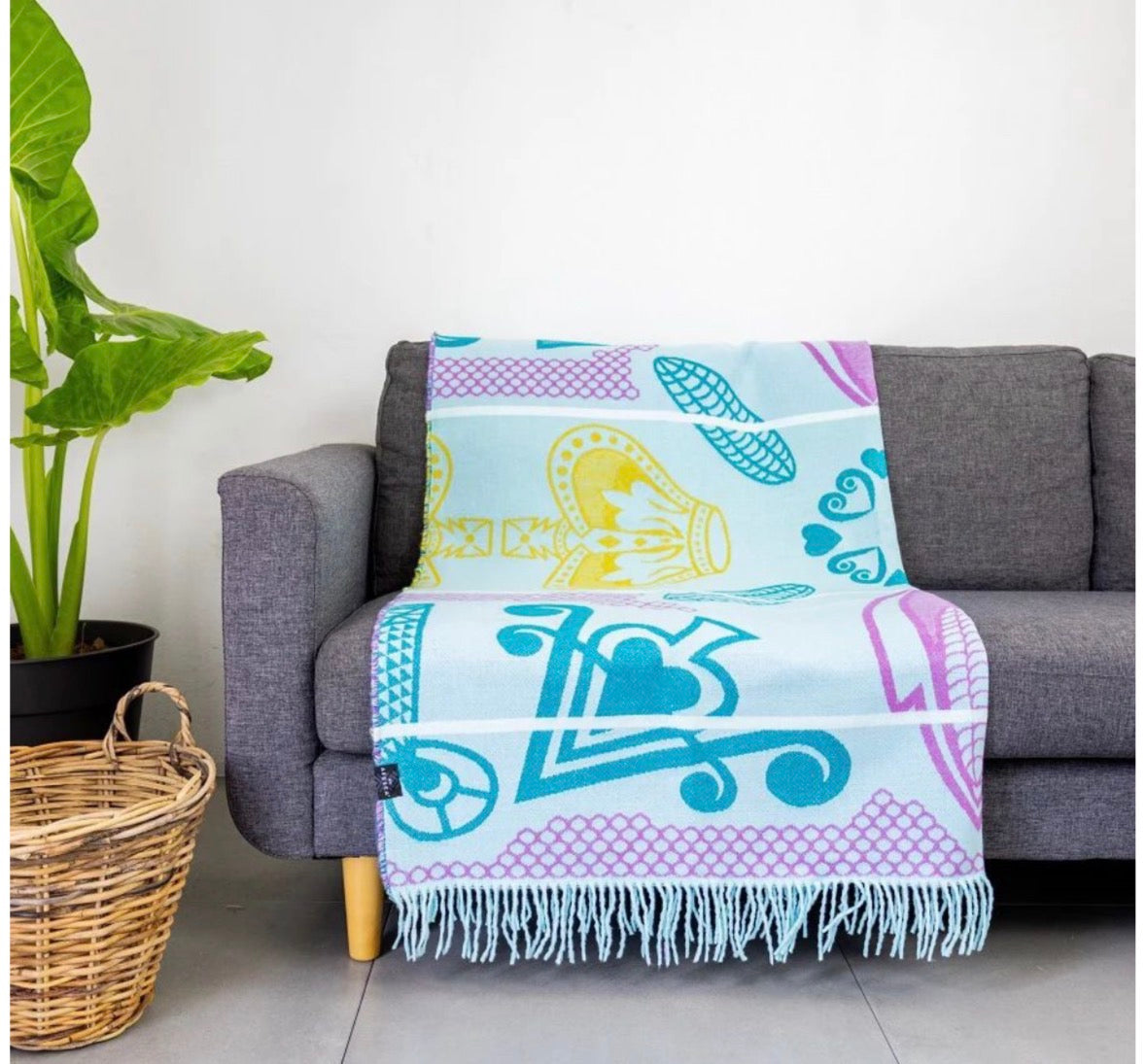 Aranda My Africa Basotho Blanket Throw Bella-Vita - LIGHT AQUA