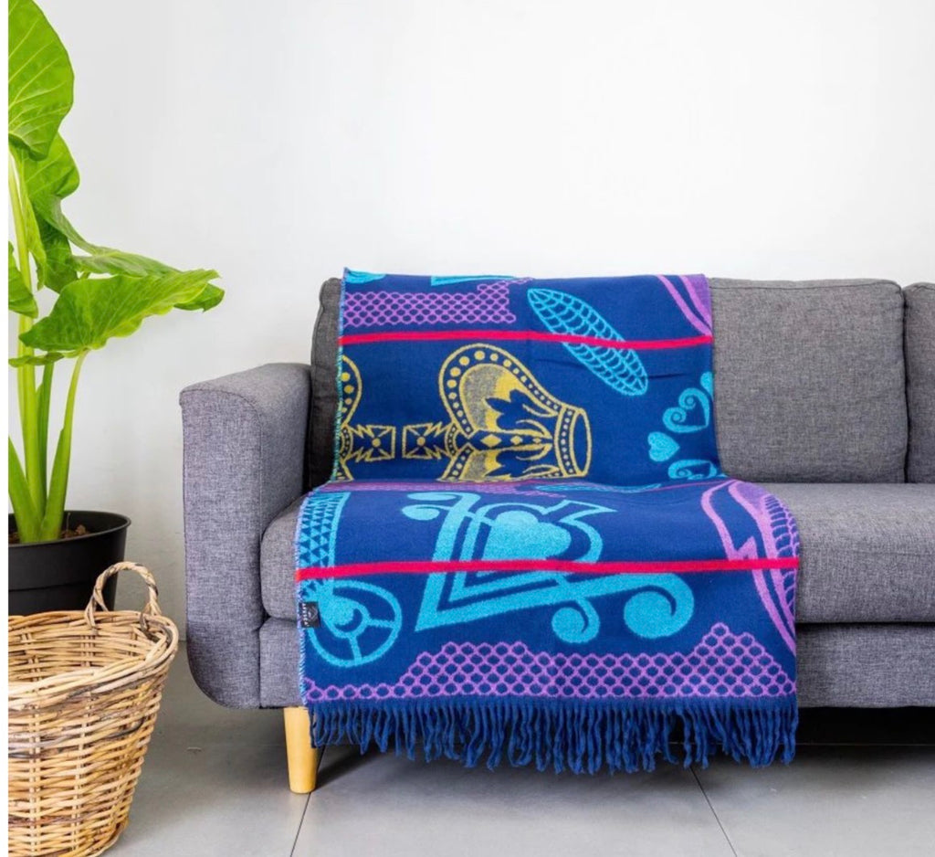 Aranda My Africa Basotho Blanket Throw Bella-Vita - Royal Blue