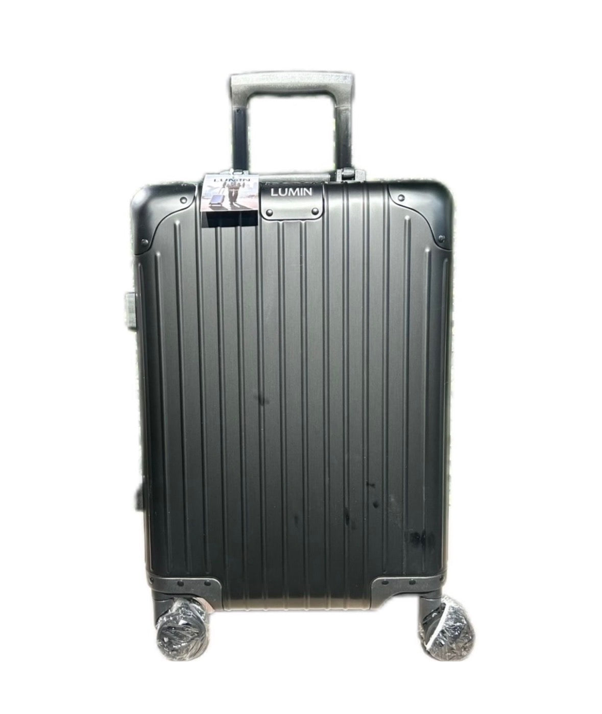 Lumin Aluminium Hard Shell Vertigo Suitcase with TSA Locks - 55cm - Black