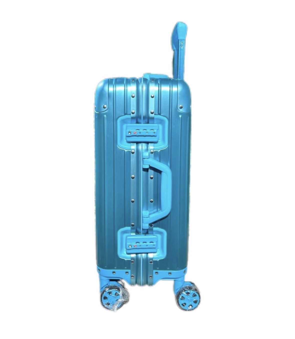 Lumin Aluminium Hard Shell Vertigo Suitcase with TSA Locks - 55cm - Blue