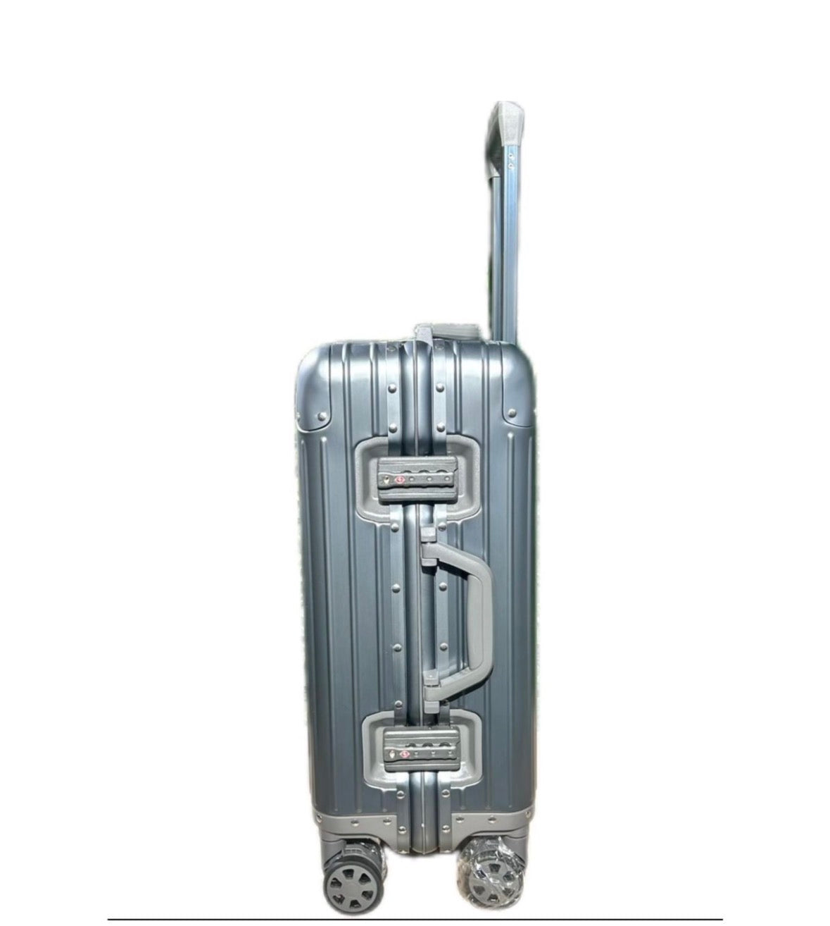 Lumin Aluminium Hard Shell Vertigo Suitcase with TSA Locks - 55cm - Grey