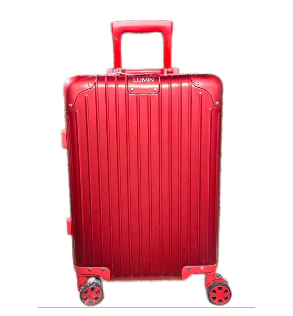 Lumin Aluminium Hard Shell Vertigo Suitcase with TSA Locks - 55cm - Red