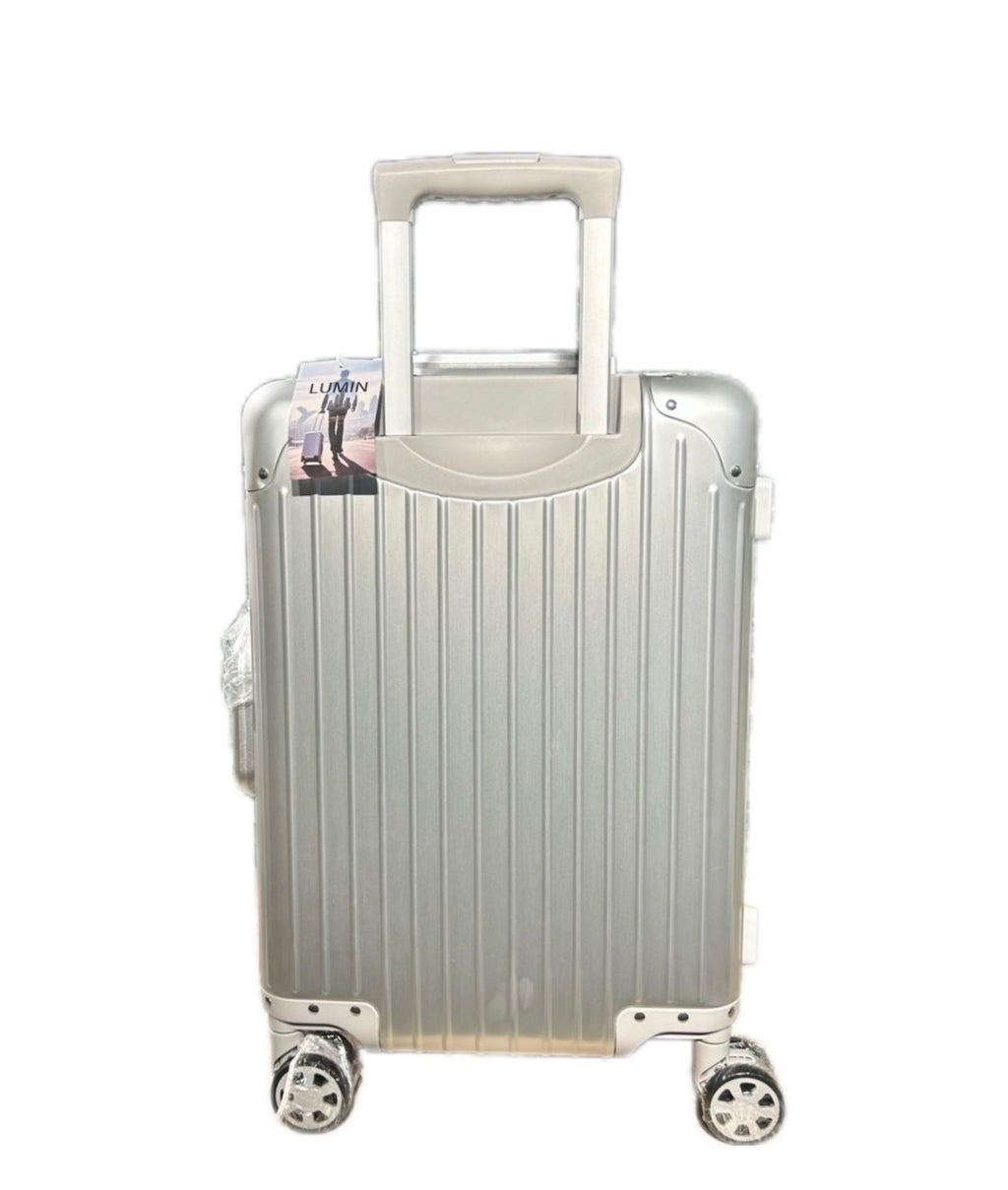 Lumin Aluminium Hard Shell Vertigo Suitcase with TSA Locks - 55cm - Silver
