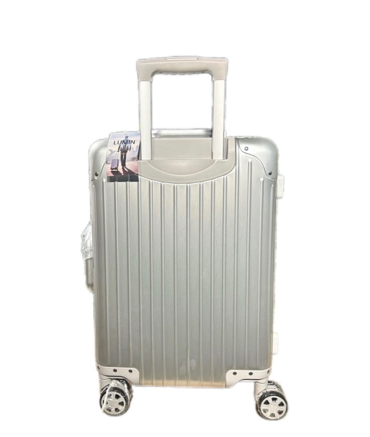 Lumin Aluminium Hard Shell Vertigo Suitcase with TSA Locks - 55cm - Silver