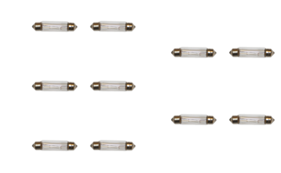 Lucas Car Light 12V 10W Festoon Bulbs Pack of 10 Globes